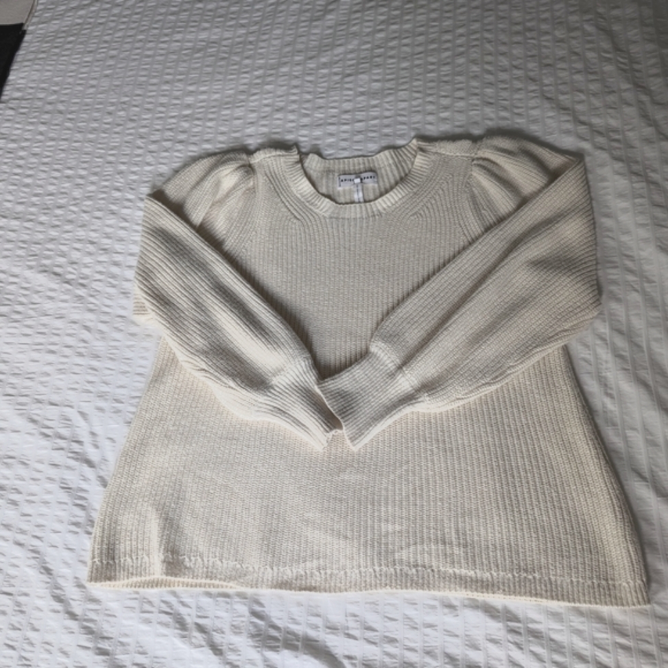 Apiece Apart Cream Scoop Neck Ribbed Sweater